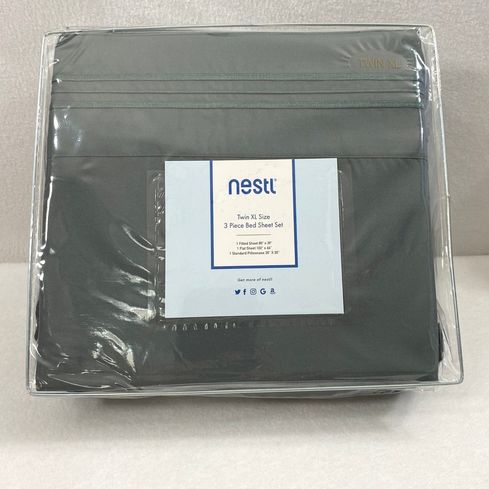 Nestl Bed Sheet Set Twin XL Charcoal Stone Gray 3 Piece Microfiber Soft College
